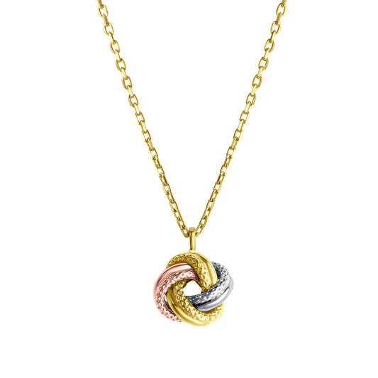 Anhänger mit Kette aus 585/- Gelbgold tricolor Anhänger Knoten strukturiert