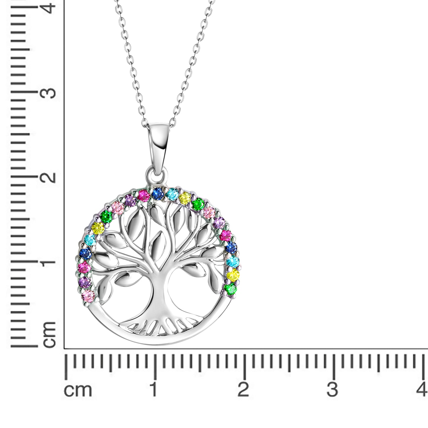 Anhänger mit Kette Ankerkette 925/- Sterling Silber rhodiniert 42+3cm Zirkonia, Neu