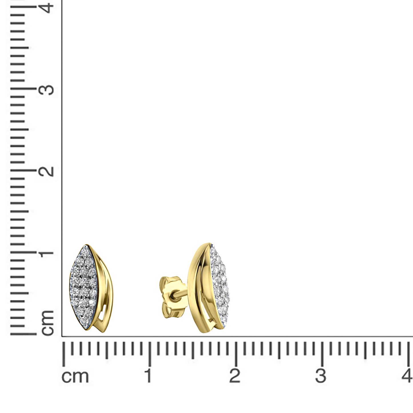 Ohrstecker 375/- Gold rhodiniert (teil) 1,1cm Zirkonia