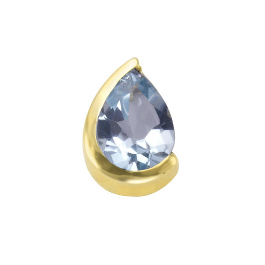 Anhänger aus 585/- Gelbgold glanz mit Blautopas Tropfenform