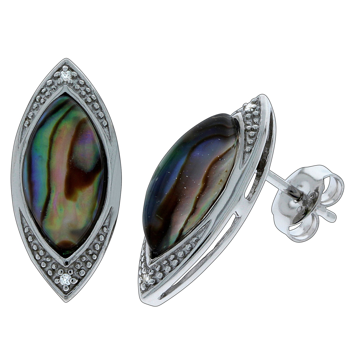 Ohrstecker 925/- Sterling Silber rhodiniert 2,0cm Abalone